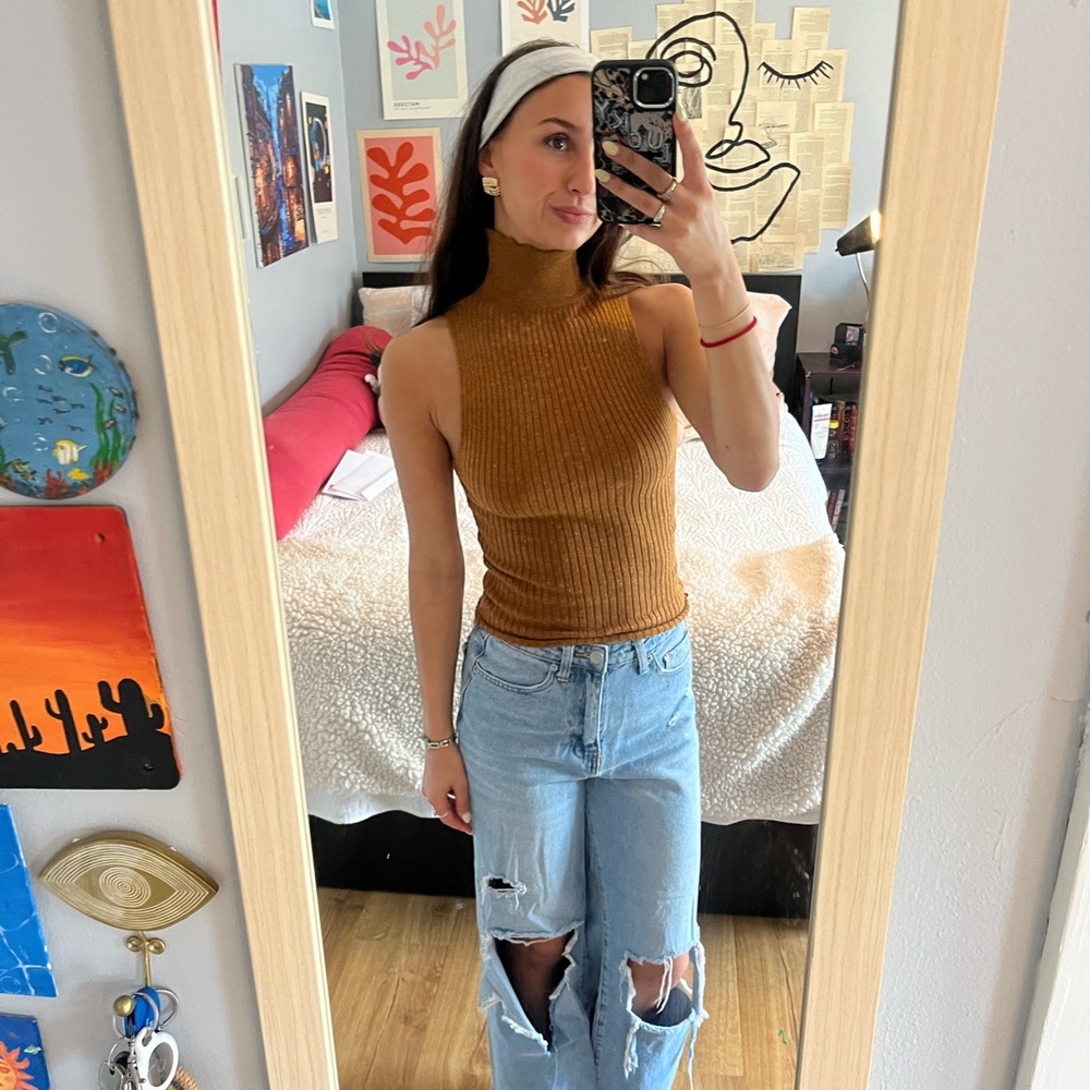 Urban Outfitters Sleeveless Ribbed Brown Top